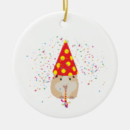Ornamento De Cerâmica Partida de Hamster - Animais com festa