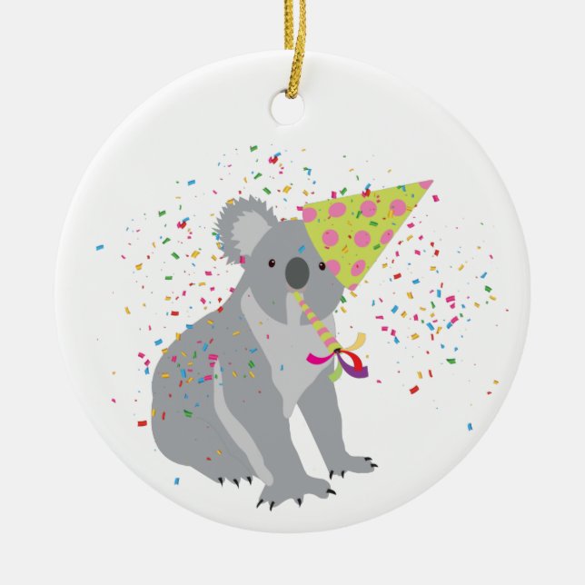 Ornamento De Cerâmica Partida Koala - Animais com festa (Frente)
