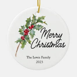 Ornamento De Cerâmica Partido Elegante de Férias de Berries Winter