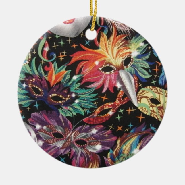 Ornamento De Cerâmica Partido Mardi Gras (Frente)