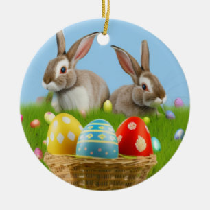 Ornamento De Cerâmica Páscoa bonita Bunnypara um humor positivo