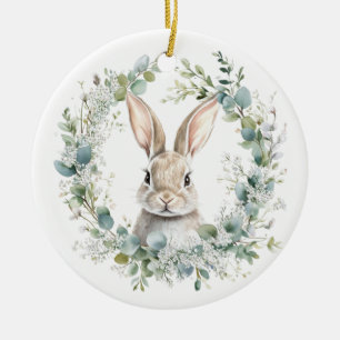 Ornamento De Cerâmica Páscoa de Primavera de coelho Ostara abençoada