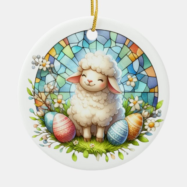 Ornamento De Cerâmica Páscoa Em Vidro Estampado (Frente)