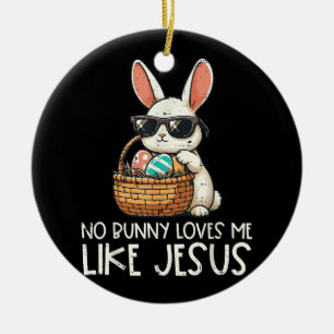 Ornamento De Cerâmica Páscoa Nenhum Coelho Me Ama Como Jesus Cristão