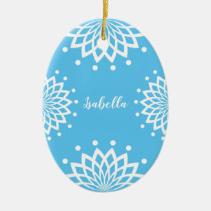 Ornamento De Cerâmica Páscoa Simples de Vintagem Azul Personalizável