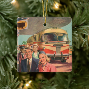 Ornamento De Cerâmica Passageiros do vintage em férias no depósito de