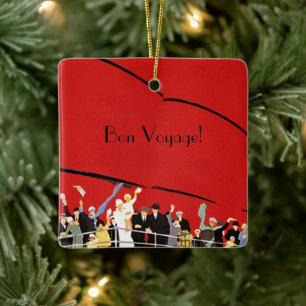 Ornamento De Cerâmica Passageiros Vintage de cruzeiros acenando tchau