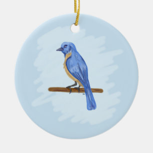 Ornamento De Cerâmica Pássaro Azul