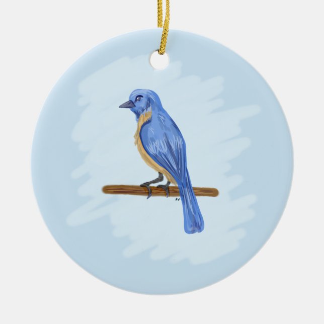 Ornamento De Cerâmica Pássaro Azul (Frente)