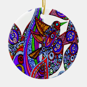 Ornamento De Cerâmica Pássaro Azul Da Ornação Branca De Paraíso