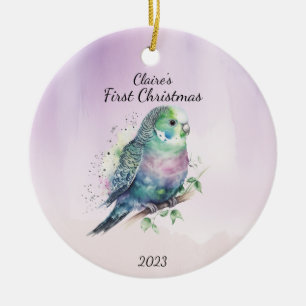 Ornamento De Cerâmica Pássaro de Natal do Bebê Personalizado