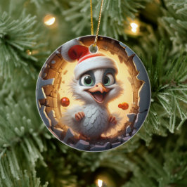 Ornamento De Cerâmica Pássaro de Natal Personalizado 3D