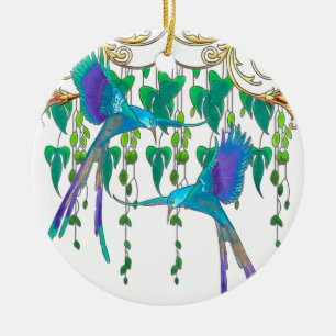 Ornamento De Cerâmica Pássaro de quetzal azul
