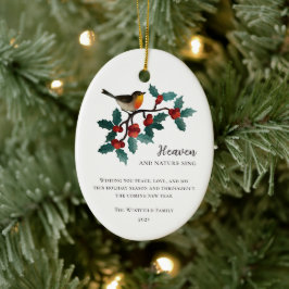 Ornamento De Cerâmica Pássaro do Céu e da Natureza no Natal Holly