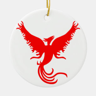 Ornamento De Cerâmica Pássaro Fênix Mitológico.