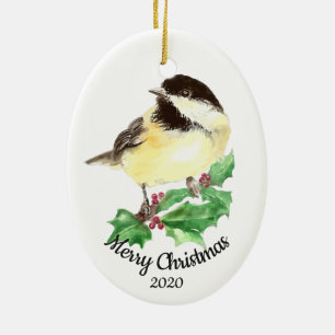 Ornamento De Cerâmica Pássaro Frango com Cores de Água de Natal Personal
