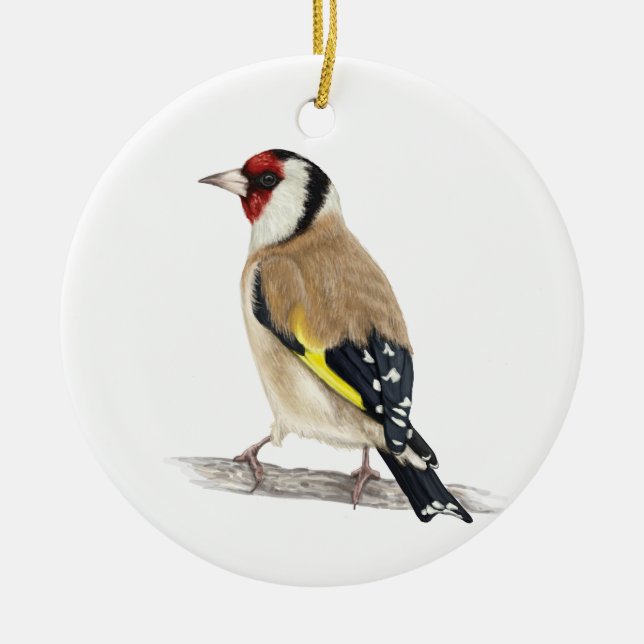 Ornamento De Cerâmica Pássaro Goldfinch (Frente)