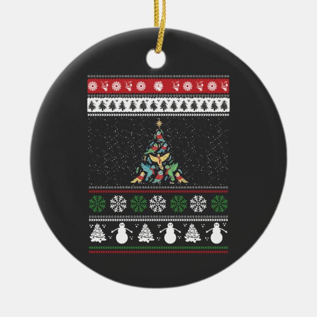 Ornamento De Cerâmica Pássaro Pássaro Pássaro da Árvore de Natal (Frente)