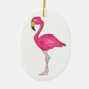 Ornamento De Cerâmica Pássaro Tropical do Paraíso Flamingo Rosa