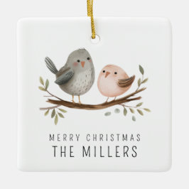 Ornamento De Cerâmica Pássaros de Aquarela Minimalistas