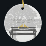 Ornamento De Cerâmica Pássaros em um aniversário de casamento em Park Be<br><div class="desc">Para pedidos de cores ou produtos correspondentes a este produto,  contacte o artista em www.ThePaintingPony.com</div>
