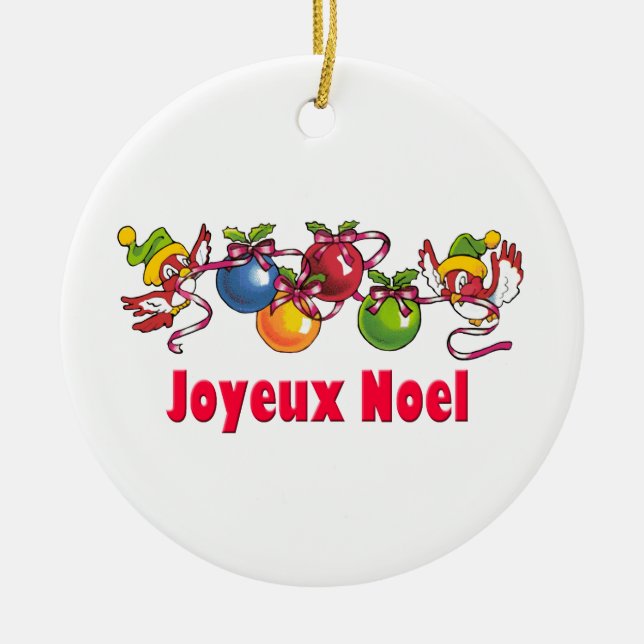 Ornamento De Cerâmica Pássaros franceses do Natal (Frente)