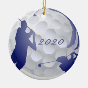 Ornamento De Cerâmica Passatempo datado do esporte do golfe do monograma
