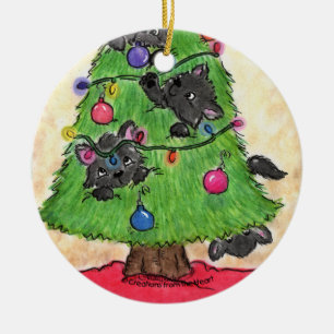 Ornamento De Cerâmica Passe os patas-gatos na árvore de Natal