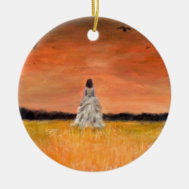 Ornamento De Cerâmica Passeio afastado com dignidade (Frente)