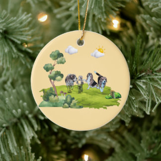 Ornamento De Cerâmica Passeio com Cães - Aventura ao Ar Livre de Criança