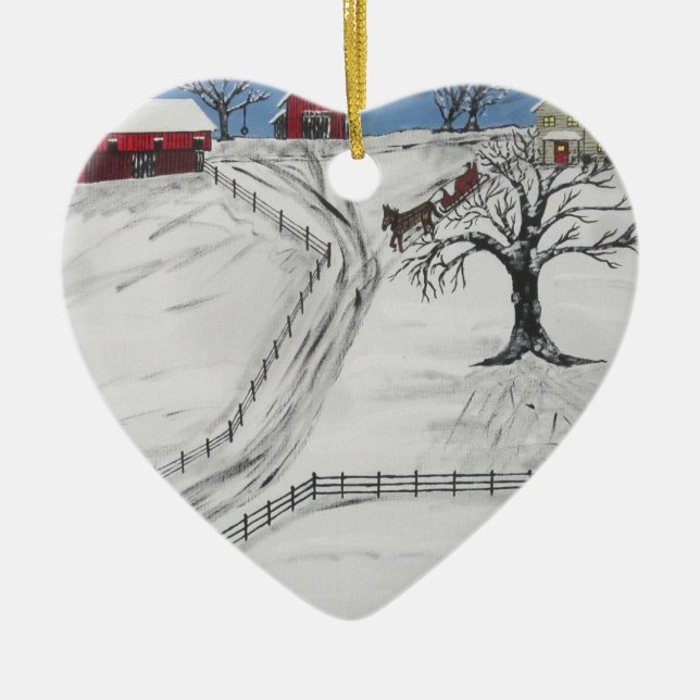 Ornamento De Cerâmica Passeio do trenó de Pensilvânia (Frente)