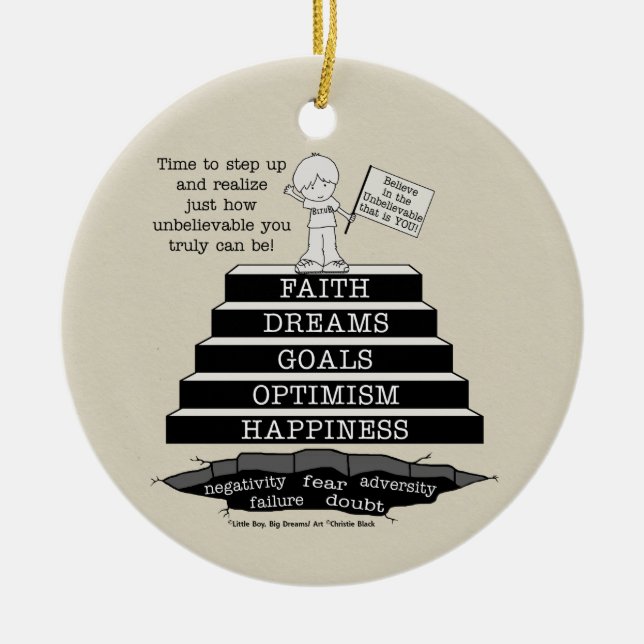 Ornamento De Cerâmica Passo para cima (Frente)