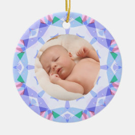 Ornamento De Cerâmica Pastéis Macios e Bonitos Foto Personalizada de Nat