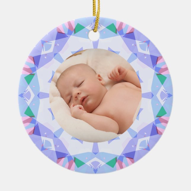 Ornamento De Cerâmica Pastéis Macios e Bonitos Foto Personalizada de Nat (Frente)