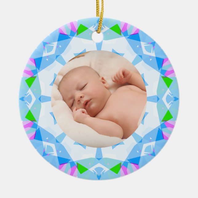 Ornamento De Cerâmica Pastéis Macios e Bonitos Foto Personalizada de Nat (Frente)