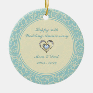 Ornamento De Cerâmica Pastel Azul E Creme