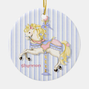 Ornamento De Cerâmica Pastel Carousel Pony