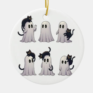 Ornamento De Cerâmica Pastel Gothic Espanta Negra Gatos Negros Halloween