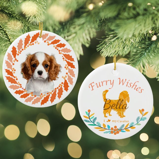 Ornamento De Cerâmica Pastel Orange Cavalier King Charles Spaniel (Criador carregado)