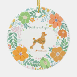 Ornamento De Cerâmica Pastel Orange Floral Poodle Custom Photo Memorial