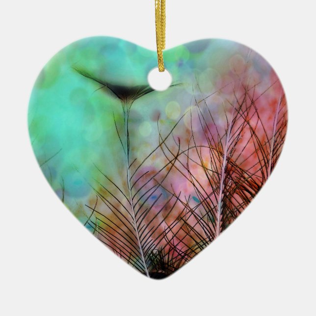 Ornamento De Cerâmica Pastel Peacock (Frente)