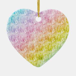 Ornamento De Cerâmica Pastel Rainbow Ornament Cerâmico Coração Padrão