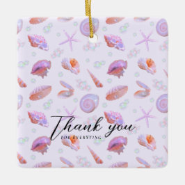 Ornamento De Cerâmica Pastel Seashell Pattern with Custom Text