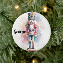 Ornamento De Cerâmica Pastel Watercolor Holiday Ornament – Nutcracker