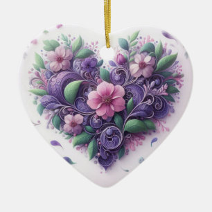 Ornamento De Cerâmica Pastels Scrolly Heart Ornament