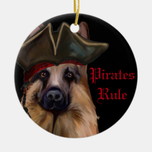 ORNAMENTO DE CERÂMICA PASTOR ALEMÃO