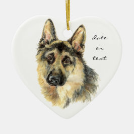Ornamento De Cerâmica Pastor Alemão com Data Personalizada, Cachorro, An