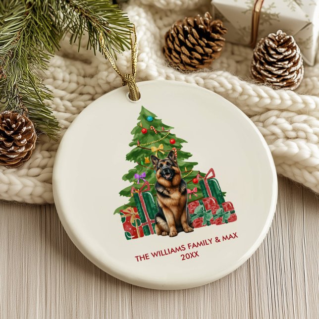 Ornamento De Cerâmica Pastor Alemão Natal Personalizado (Criador carregado)