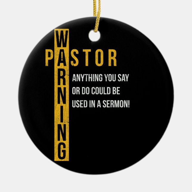 Ornamento De Cerâmica Pastor Avisando Qualquer Coisa Que Você Dizer Pode (Frente)