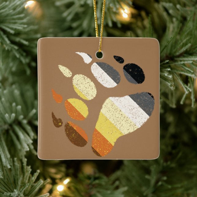 Ornamento De Cerâmica Pata Afastada do Orgulho Urso (Árvore)